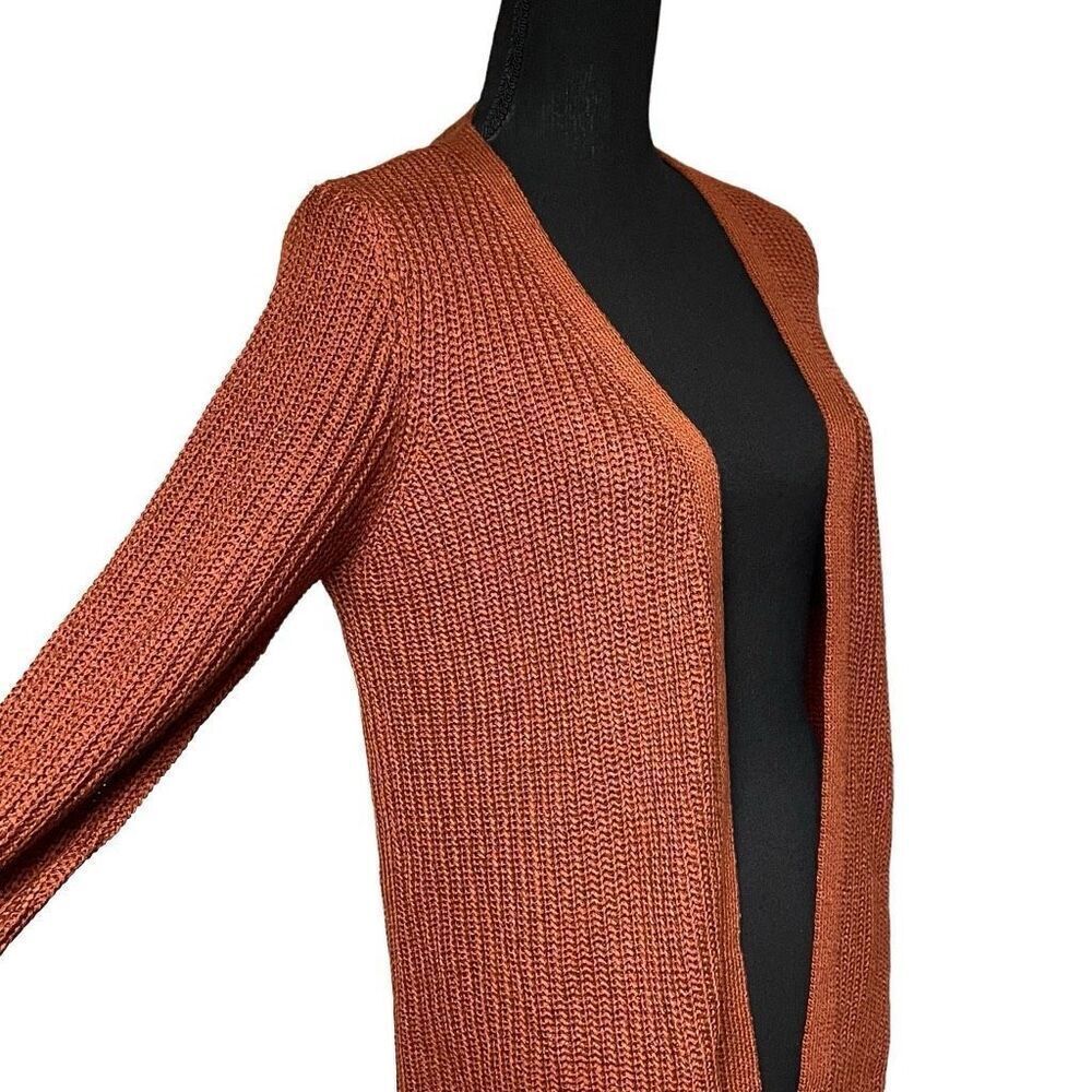 Pinque Rust Brown Open Front Laced Back Cardigan S N0512 - Picture 2 of 7